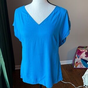 Boden Bright Blue V-Neck Blouse